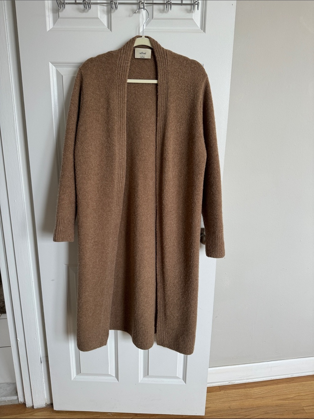 Wilfred Camel Brown Open-Front Long Cardigan